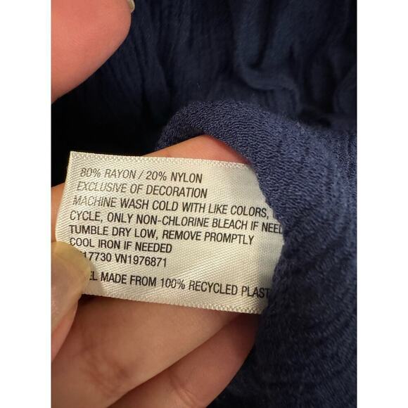 Xhilaration Large Navy Short Flutter Sleeve Gauze Square Neckline Top - Picture 4 of 5